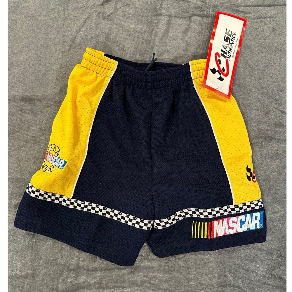 Chase Authentics NASCAR Mesh Shorts Kids Size 6 Navy Blue Yellow New Racing